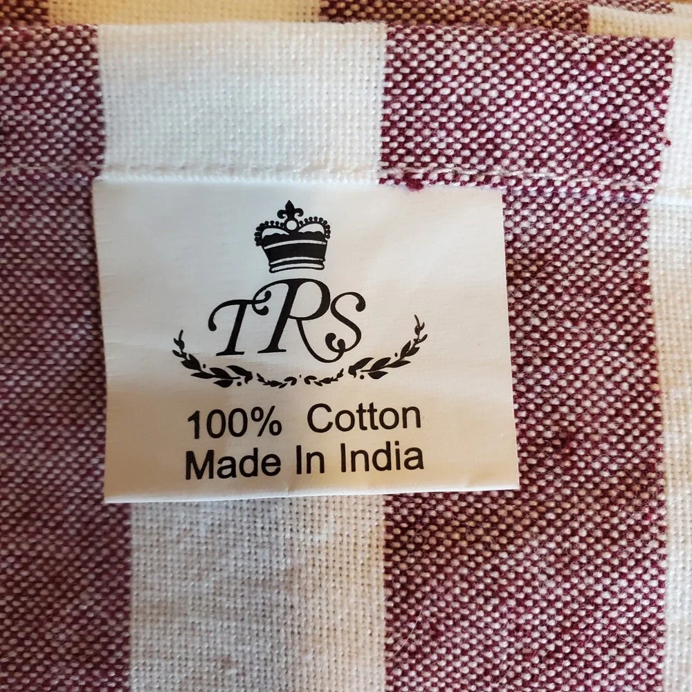 TRS Burgundy Cream Striped Cotton beachThrow Blanket/towel Tassel Fringe 50x66